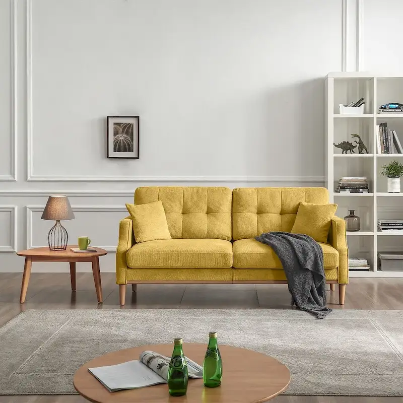 Modern 3-seat Fabric Sofa with USB Charge Port