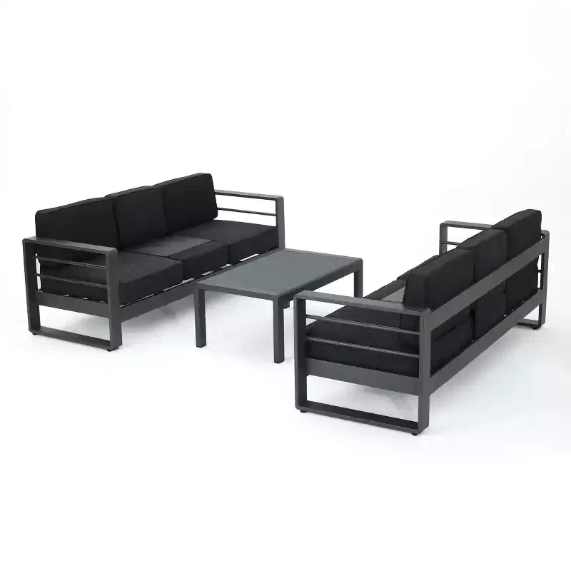 Christopher Knight Home Tiffany Outdoor Modern 6 Seater Aluminum Frame Sofa Set with Coffee Table