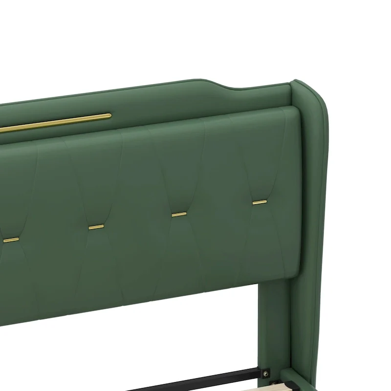 Modern Soft-Upholstered PU Leather Bed