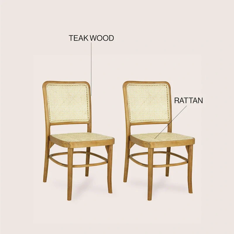 Mid-Century Wood Rattan Dining Chair - Natural