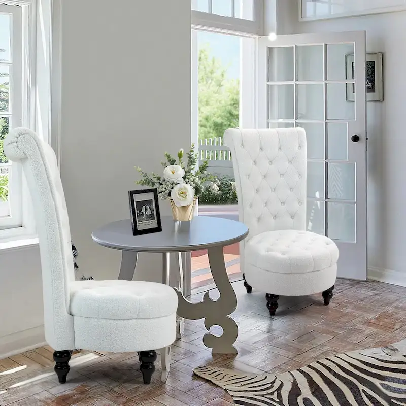 AVAWING Set of 2 Throne Royal Chair Thick Padding and Rubberwood Legs