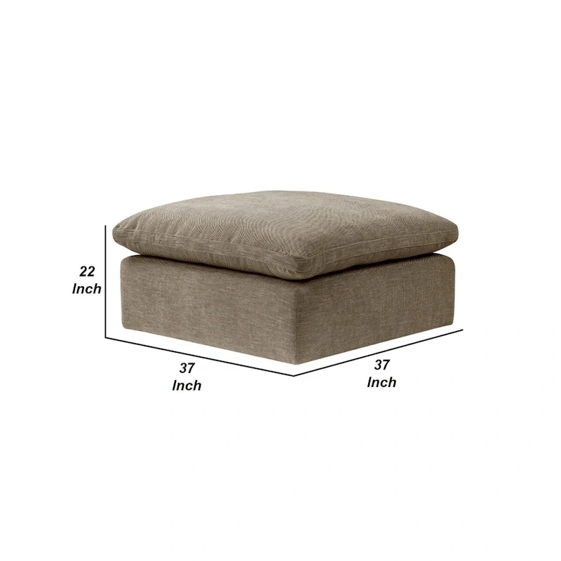 Scott 37 Inch Square Ottoman, Removable Pillow Top Cushion, Beige