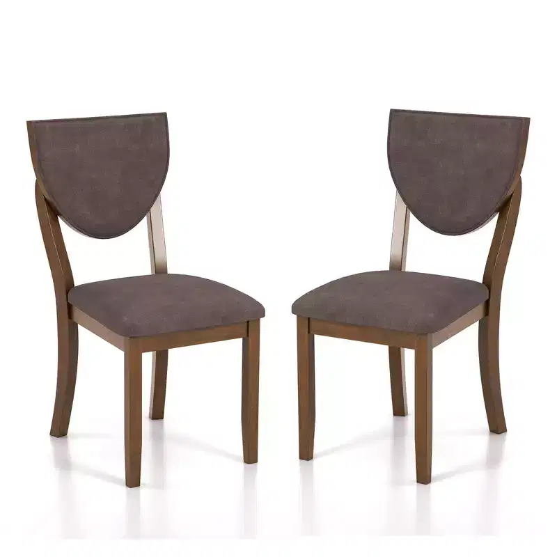 24/7 Shop At Home Set of 2 Raven Padded Seat Side Chair Walnut: Curved Backrest, Transitional Design