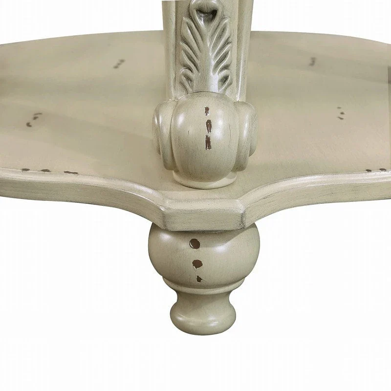 22 Inch Round End Table with Shelf