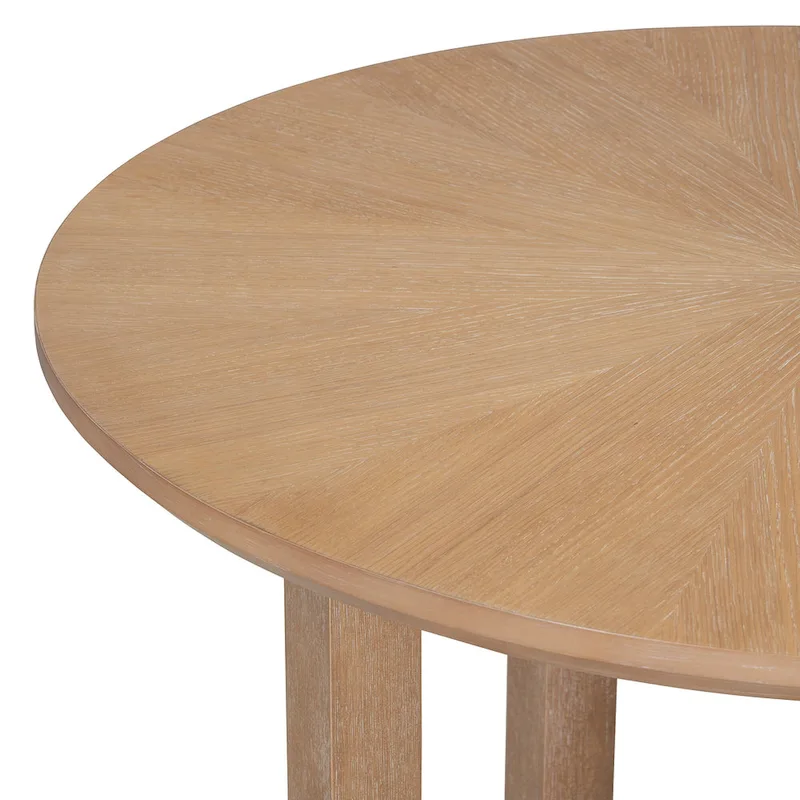 5 Piece Dining Table and Chair Set, Wooden Kitchen Dining Table Set with Round Dining Table and 4 Upholstered Chairs