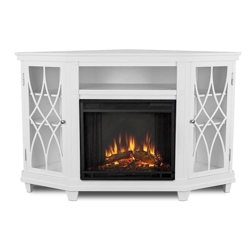 Lynette 56 TV Stand Electric Fireplace White by Real Flame