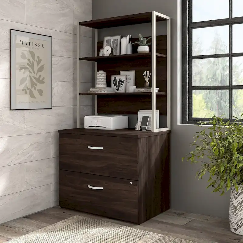 2-Drawer Lateral File Cabinet with Open Shelves