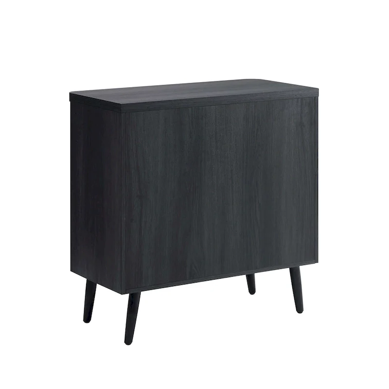 Wood Ribbed Accent Cabinet with Black Metal Legs - 32 inch TV Stand