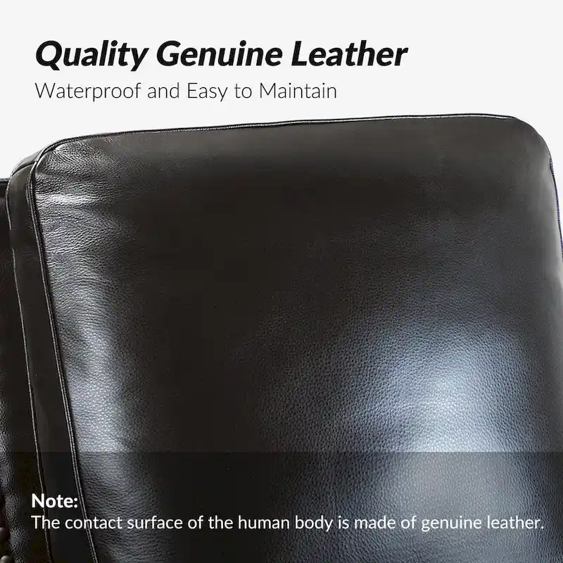 Mid-century Modern Genuine Leather Recliner with Nailhead Trim Set of 2