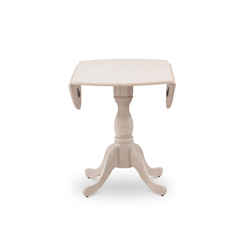 East West Furniture Dublin Modern Kitchen Table - a Round Dining Table Top with Dropleaf & Pedestal Base, (Finish Option)