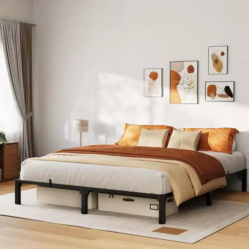 GustoWave 6/8/10/14 inch Simple Metal Platform Bed Frame - Heavy Duty, No Box Spring or Screws Needed, Supports 800 lbs