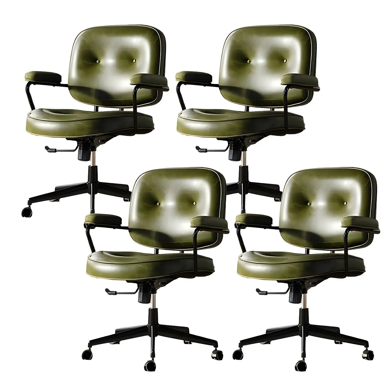 Industrial Leather Upholstered Height Adjustable Swivel Office Chair