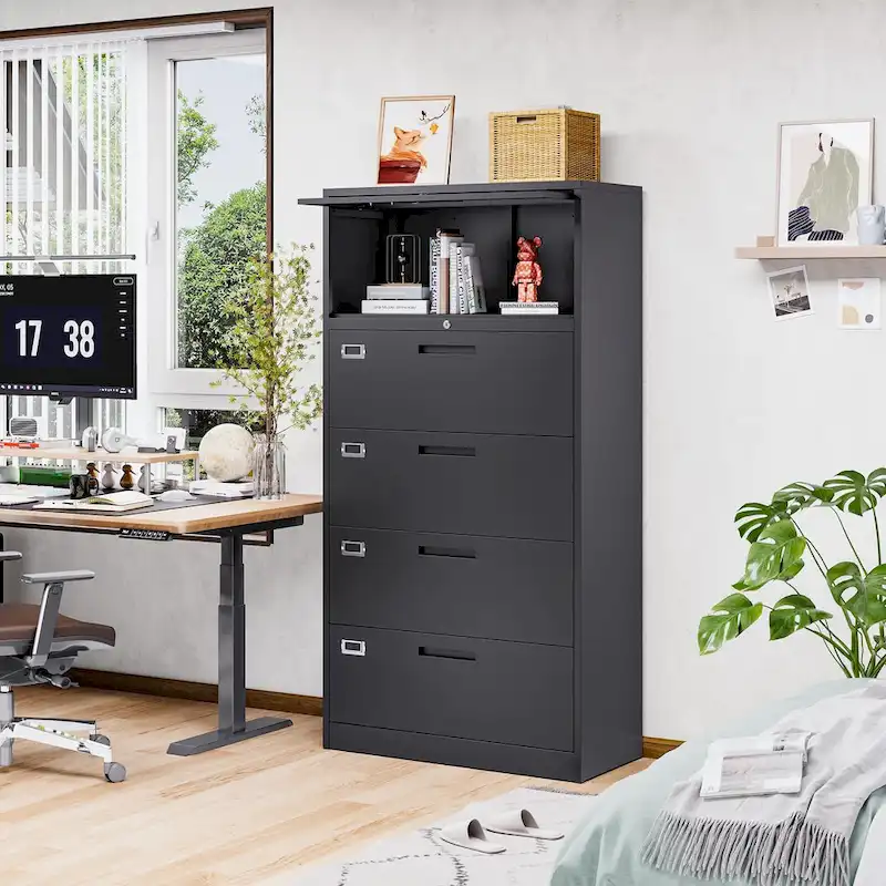 4-Drawer Lateral File Cabinet with Lock