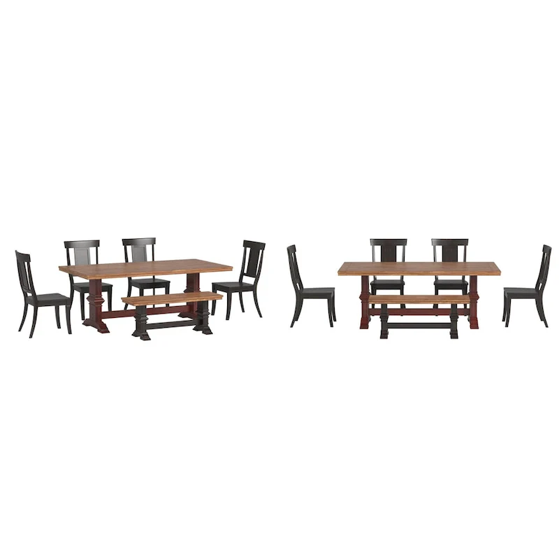 Ronda 78.7 Rectangular Solid Wood Top Dining Set with Panel Back Chairs