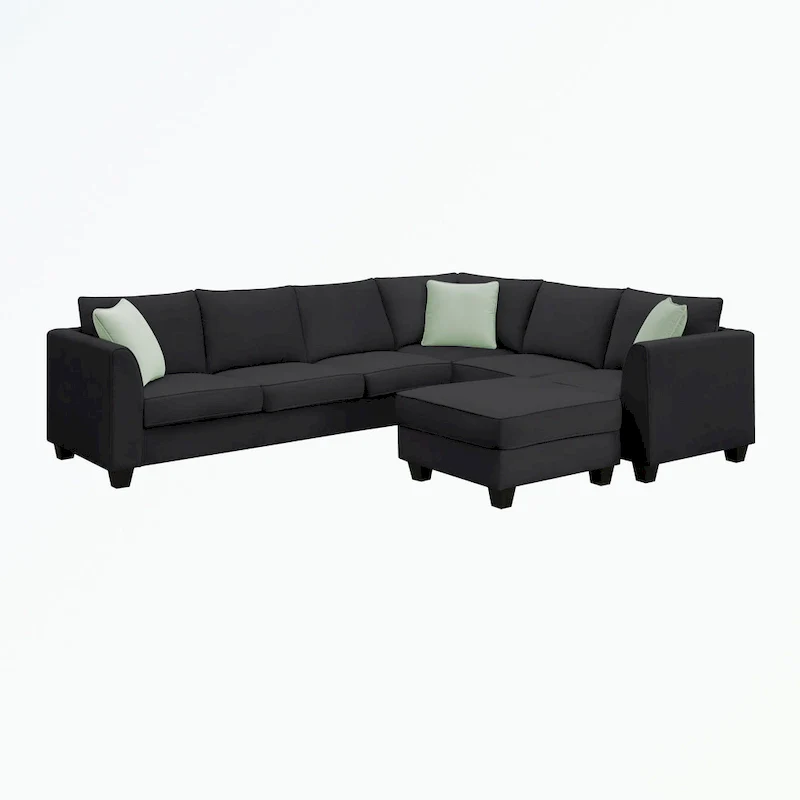 Modular Sectional Sofa with Ottoman and 3 Pillows
