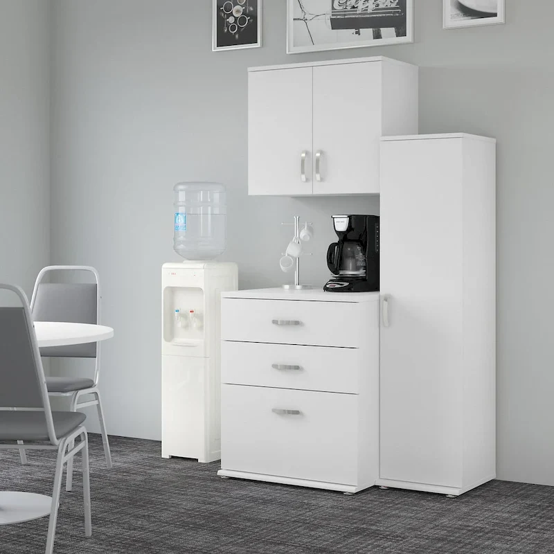 White/Platinum Gray/Storm Gray 3-Piece Modular Storage Set with Wall Cabinet, Floor Cabinet & 3-Drawer Cabinet
