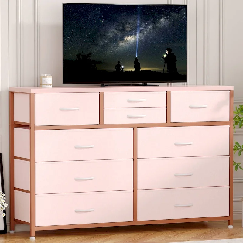 Pink / Black Willow / White / Brown / Black Modern 10-Drawer Dresser TV Stand - Single Use