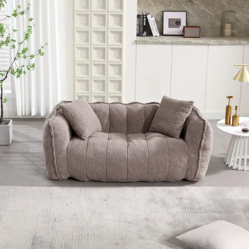 Modern 65.1  Chenille Tufted Loveseat Accent Chair with High-Resilience Foam