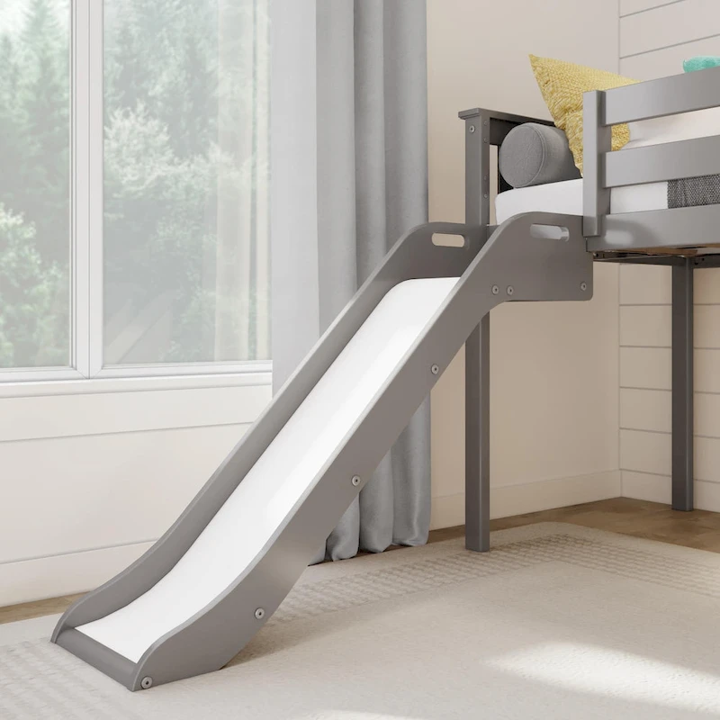 Max and Lily Classic Twin Low Loft with Stairs, Easy Slide and Curtain