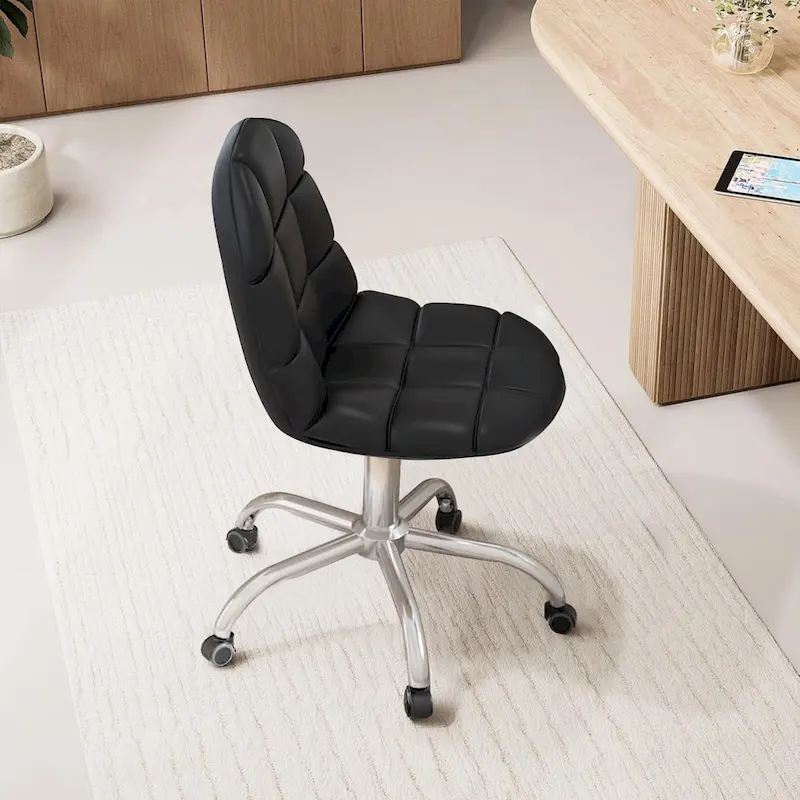 Javlergo Armless Home Office Chair, Height Adjustable Computer Desk Chair with Wheels