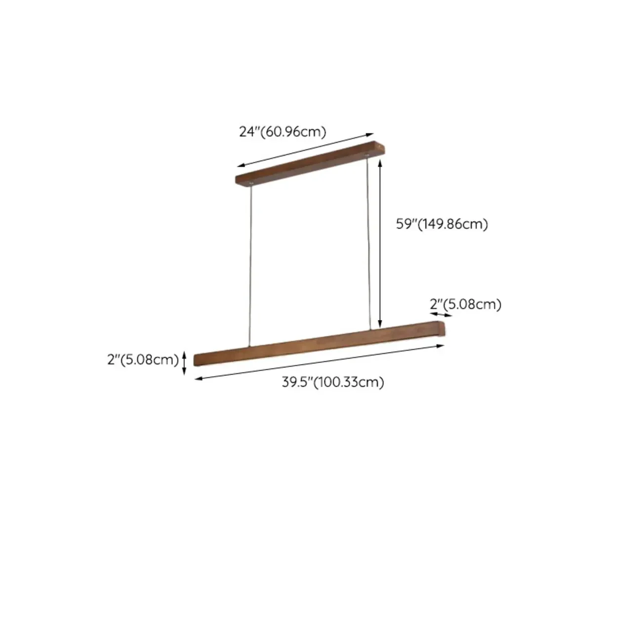 Walnut Wood Rustic Island Light in Rectangular Shape