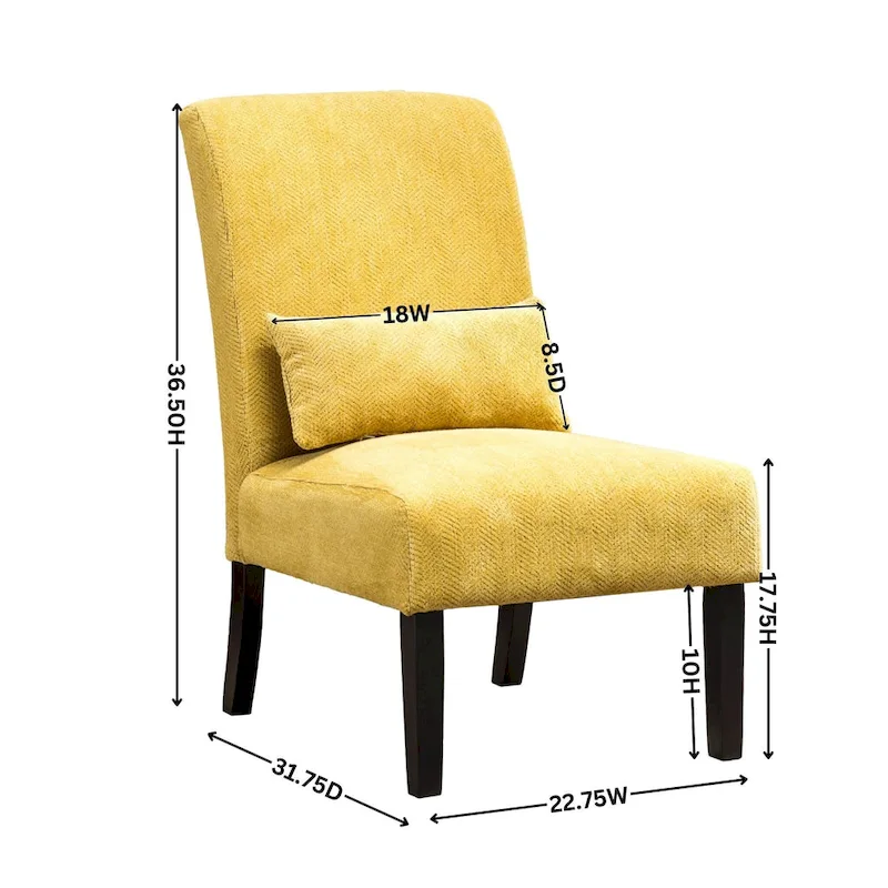 Modern 31.75 High Back Polyester Upholstered Accent Chair with Pillow and Tapered Legs
