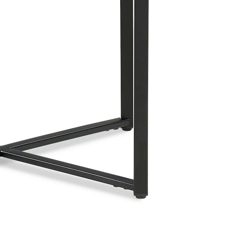 20 Inch Modern Side End Table, Carrara Marble Top, Steel Frame, Smooth Gray