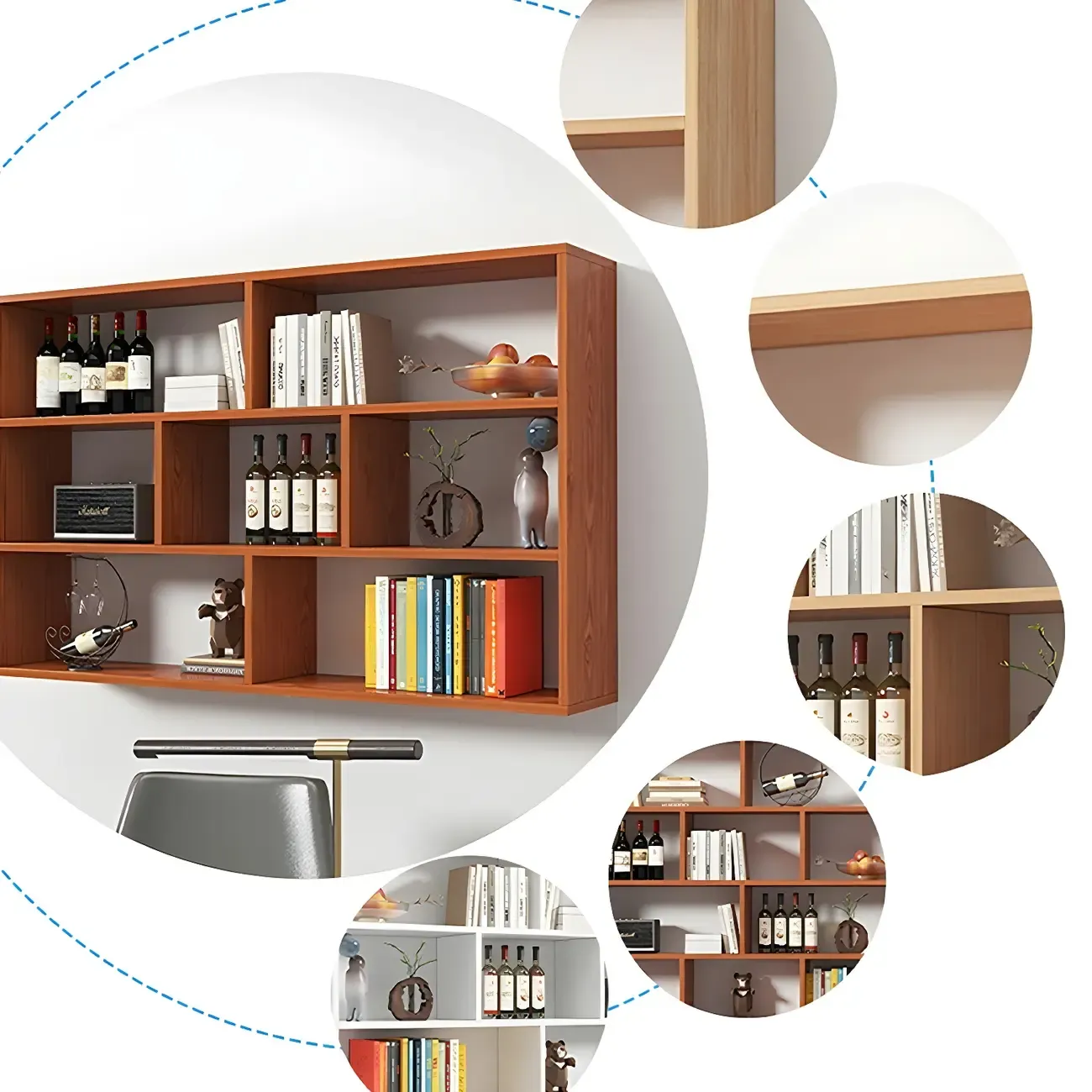 White Wall-Mounted Cube Wood Display Bookcase