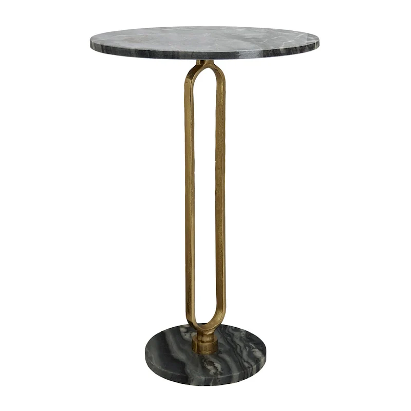 A&B Home Alexus Oval Steam Marble Table - Black/Gold