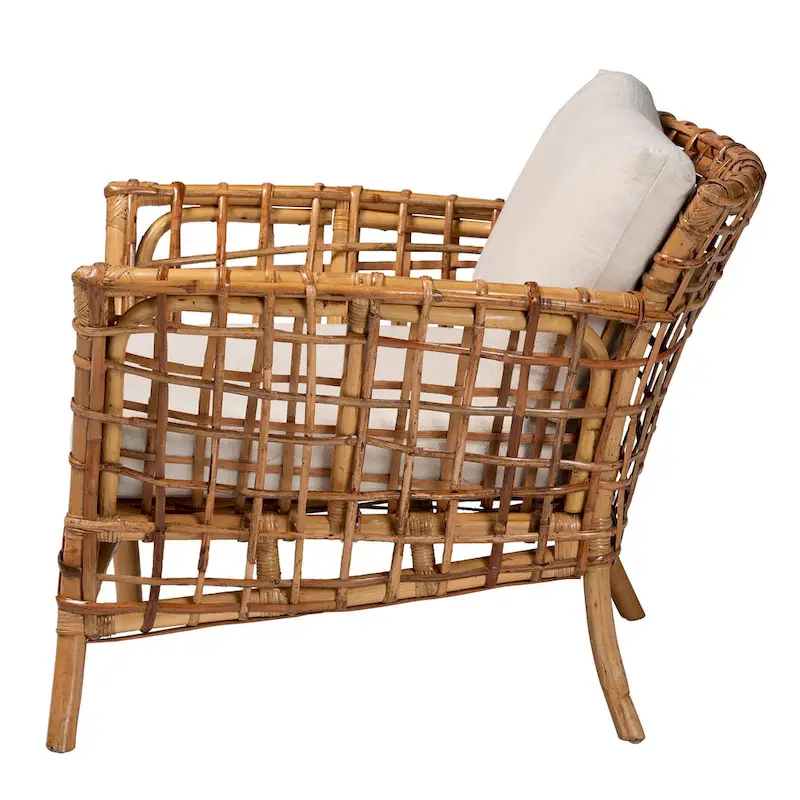 bali & pari Babette Modern Bohemian Natural Brown Rattan Arm Chair