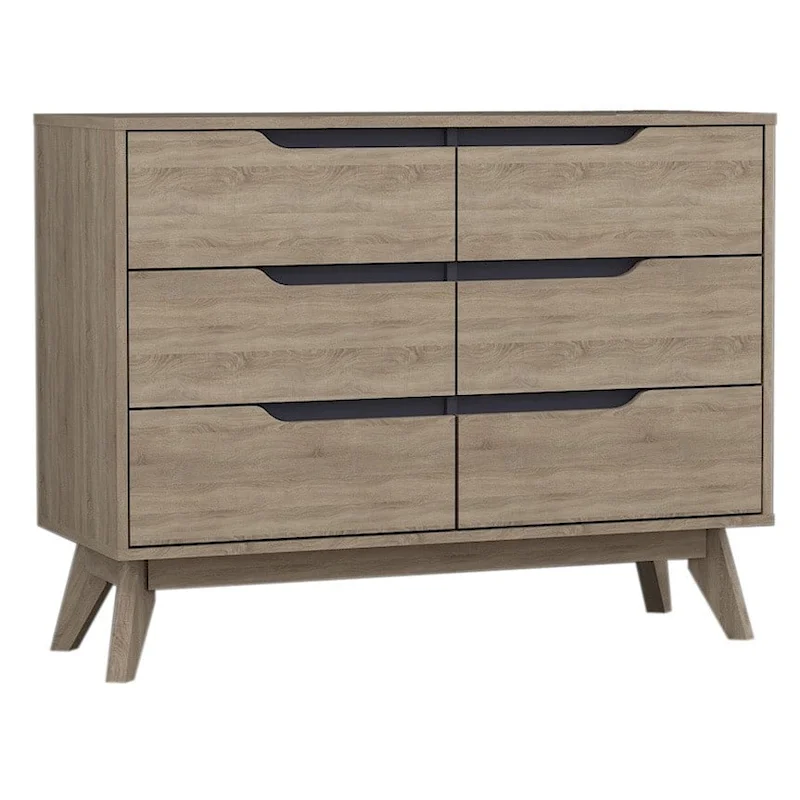 Carson Carrington Eskilstuna Mid-century Oak and Grey Wood 6-drawer Chest
