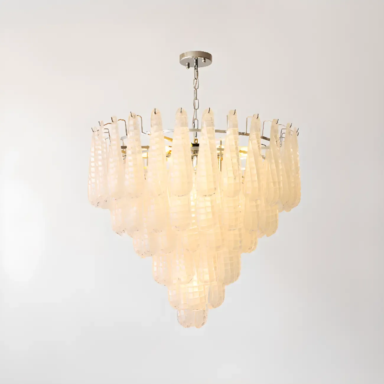 White Crystal Teardrop Glass Modern Chandelier