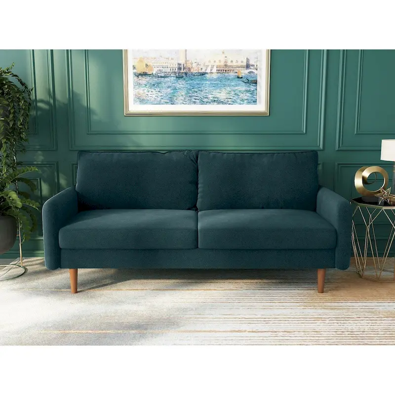 Velvet Square Arm Sofa - Multiple Colors, Contemporary Design, Seats 2-3