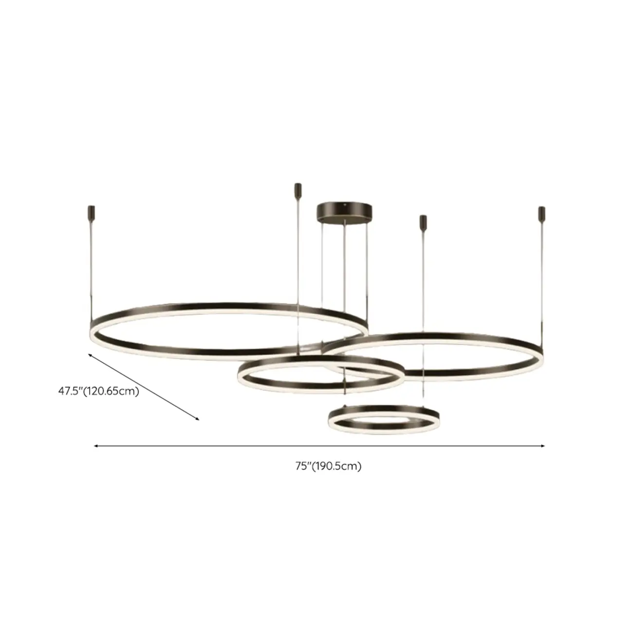 Modern Gold Multi-Circle Tiered Metal Ring LED Chandelier
