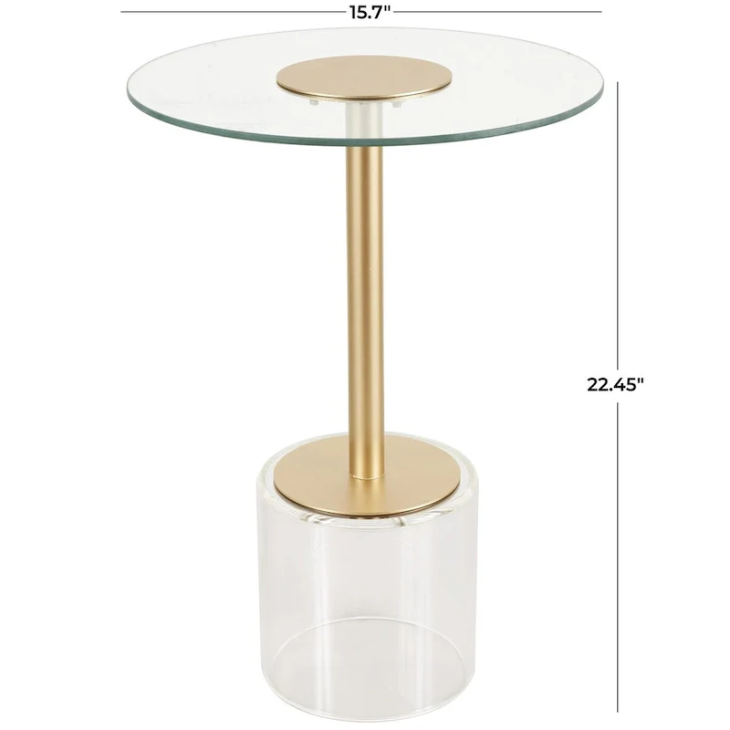 Plastic Side End Accent Table with Elevated Base and Gold Stand - Clear