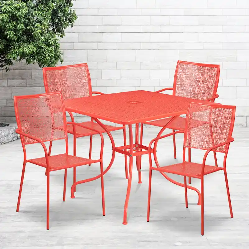 Steel 5-piece 35.5-inch Square Indoor-Outdoor Dining Set