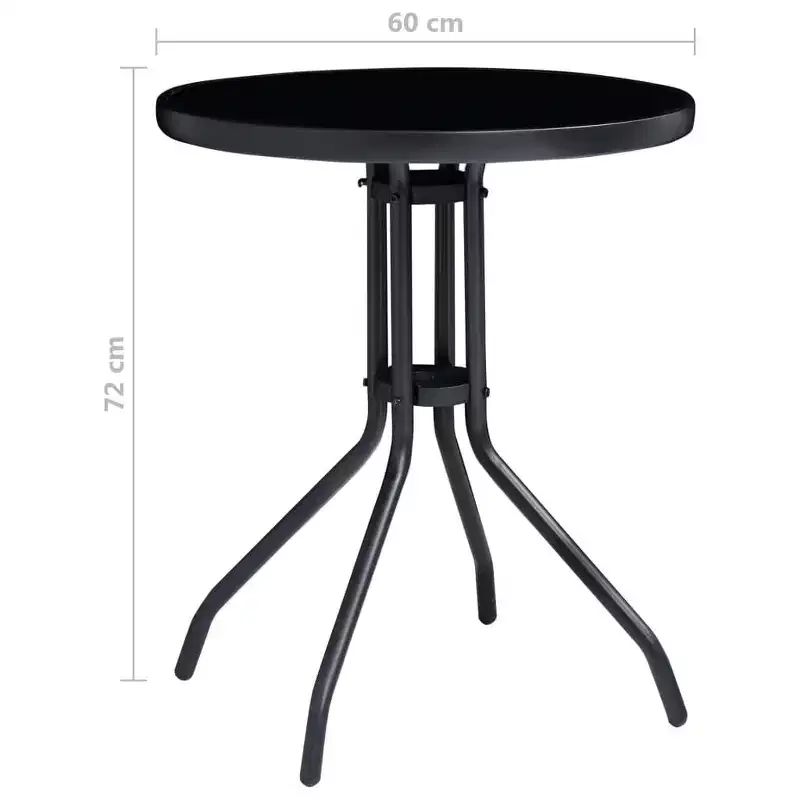 vidaXL Bistro Set Black Powder-coated aluminum, textilene, glass, steel