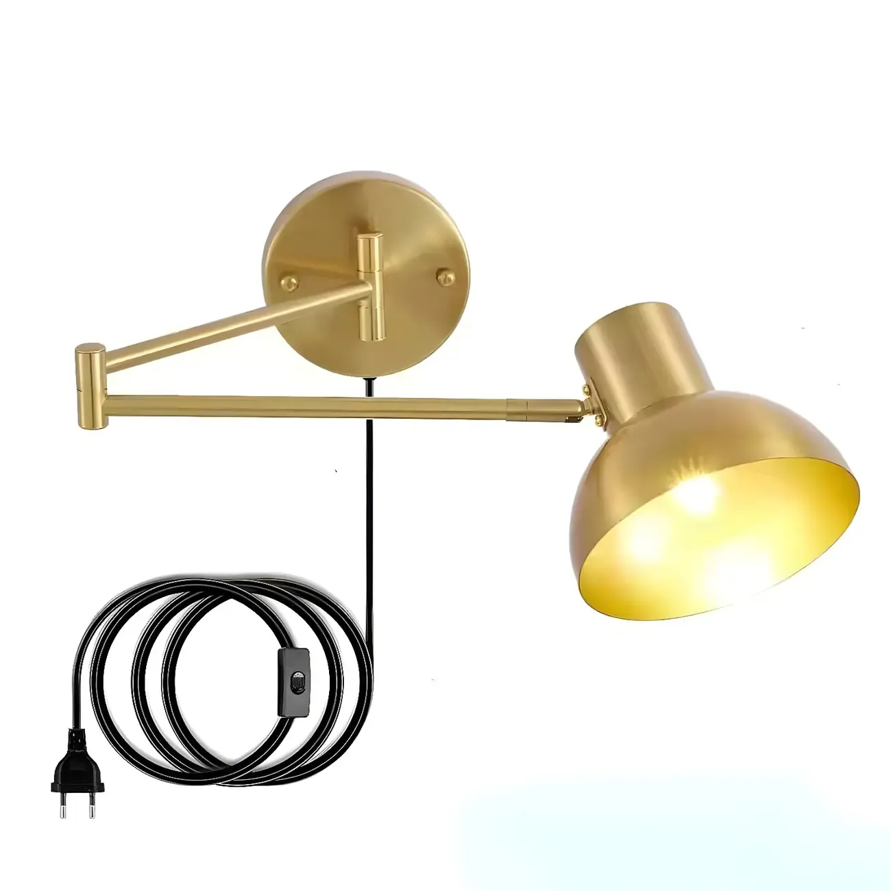 Modern Metal Hemisphere Shade Swing Arm Wall Light