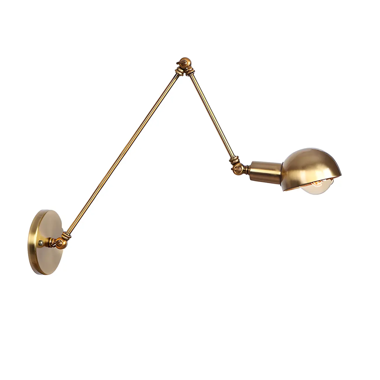 Gold and White Dome Swing Arm Wall Light