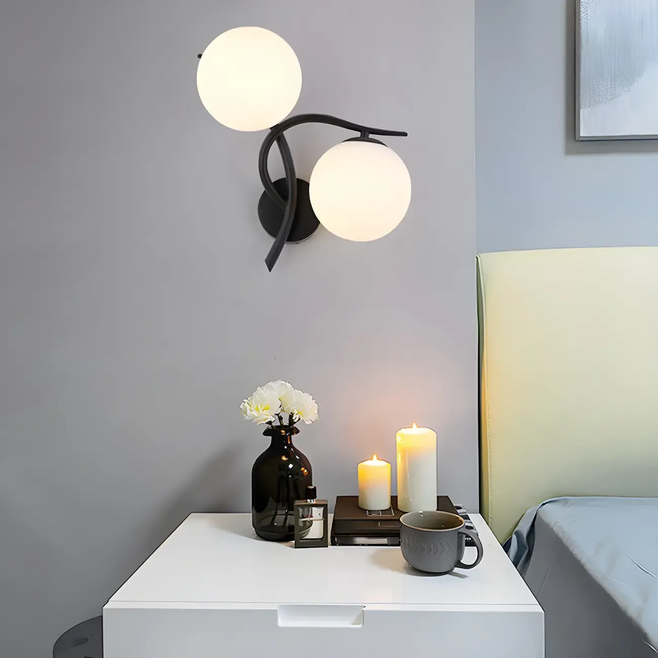 Modern Globe Glass Twisted Golden Dual Vanity Light