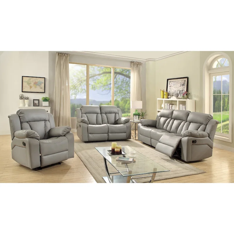 85 in. W Flared Arm Faux Leather Straight Reclining Sofa - 37L x 85W x 41H