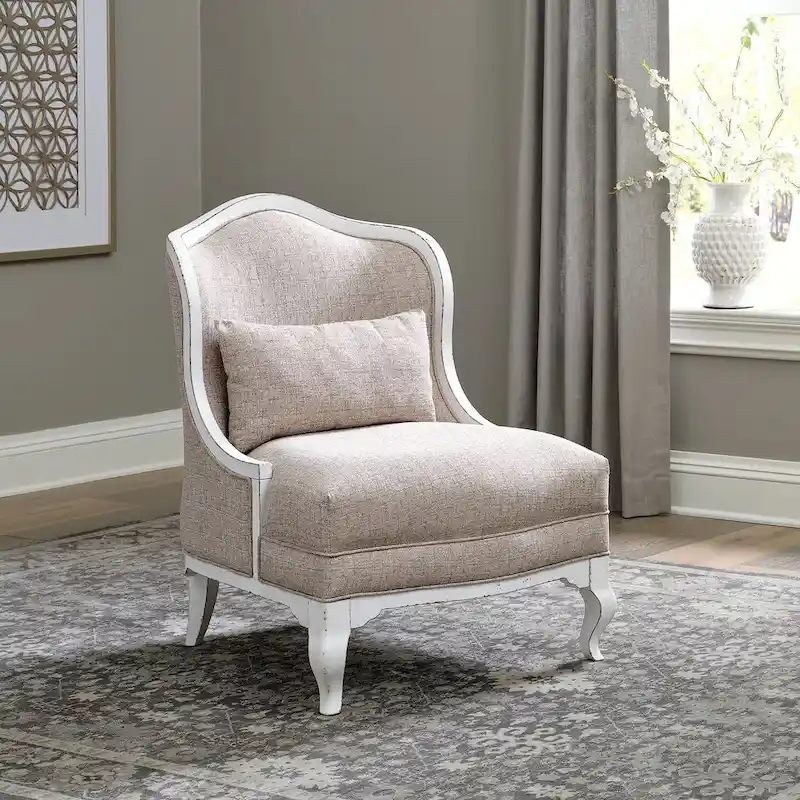 Magnolia Manor Antique White Upholstered Accent Chair