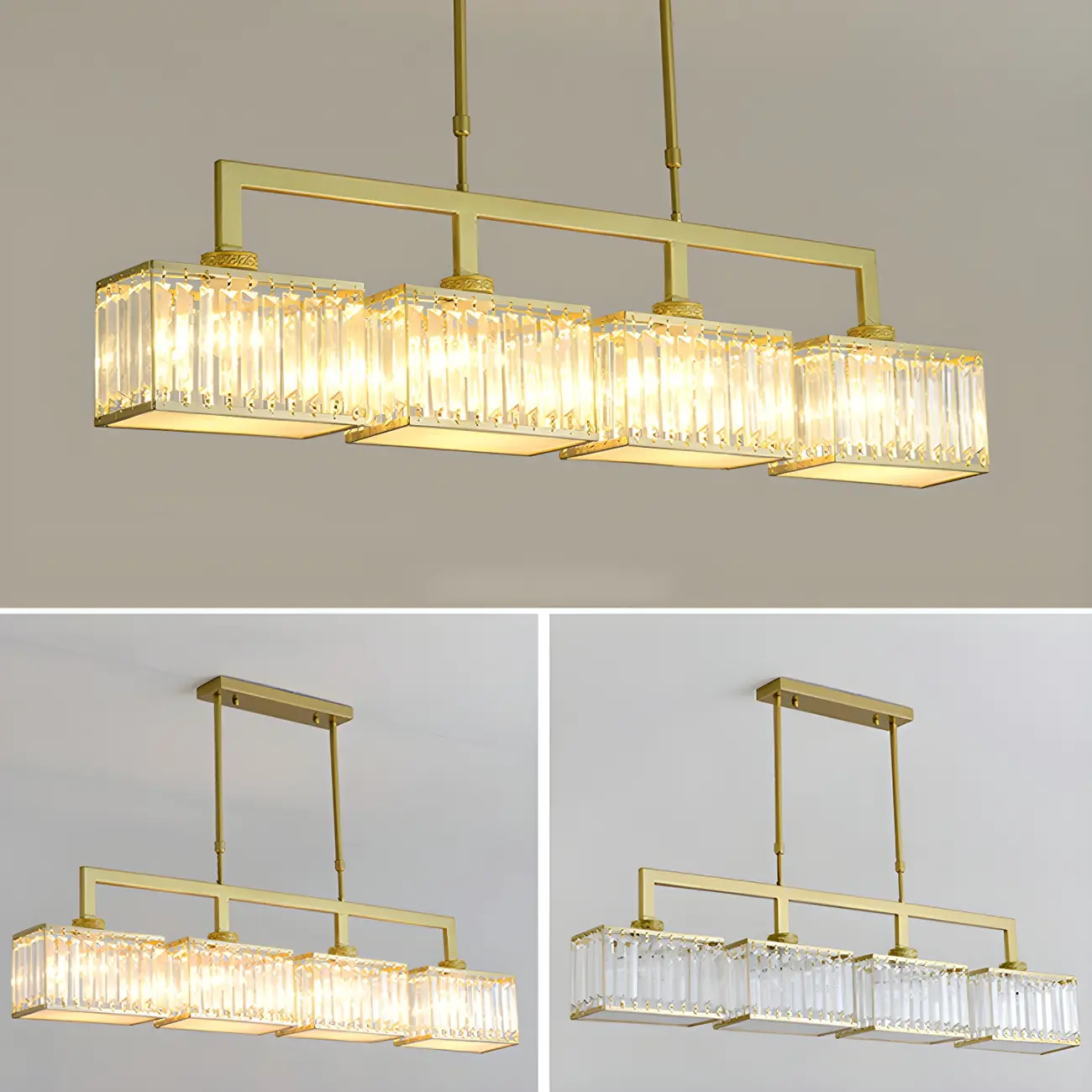 Kitchens Modern Crystal Gold Island Pendant Light