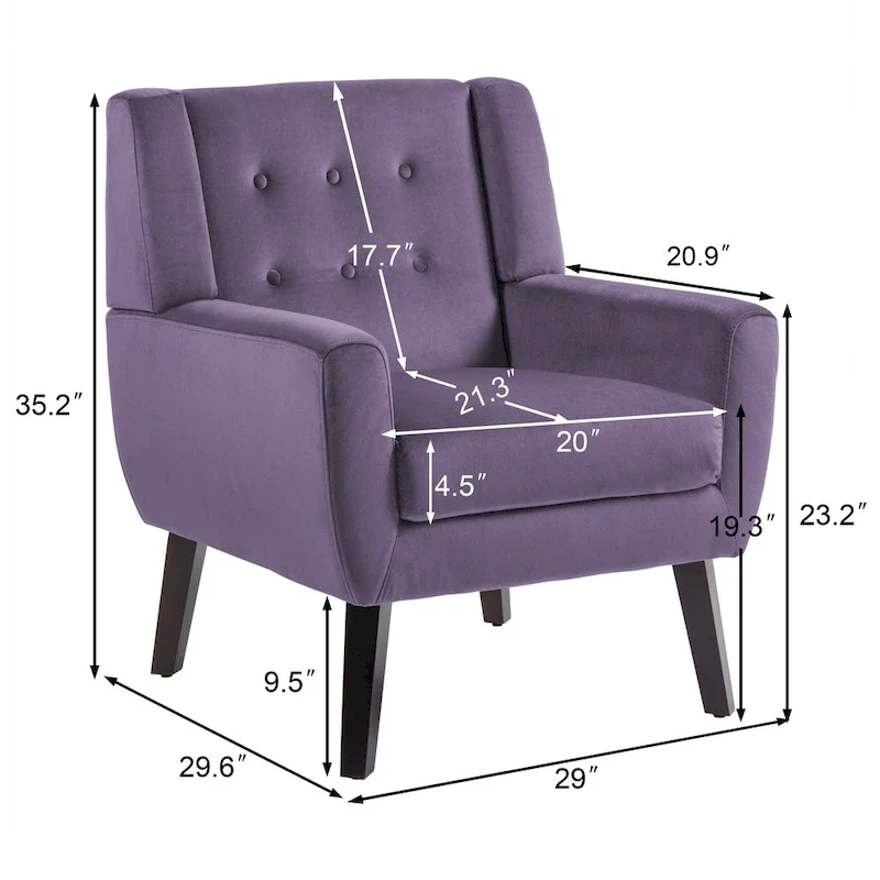 Velvet Accent Chair Living Room Upholstered Armchair