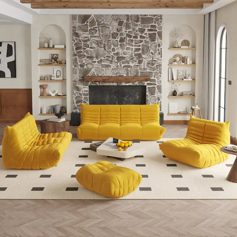 Single Sofa Teddy Fabric Bean Bag Chair