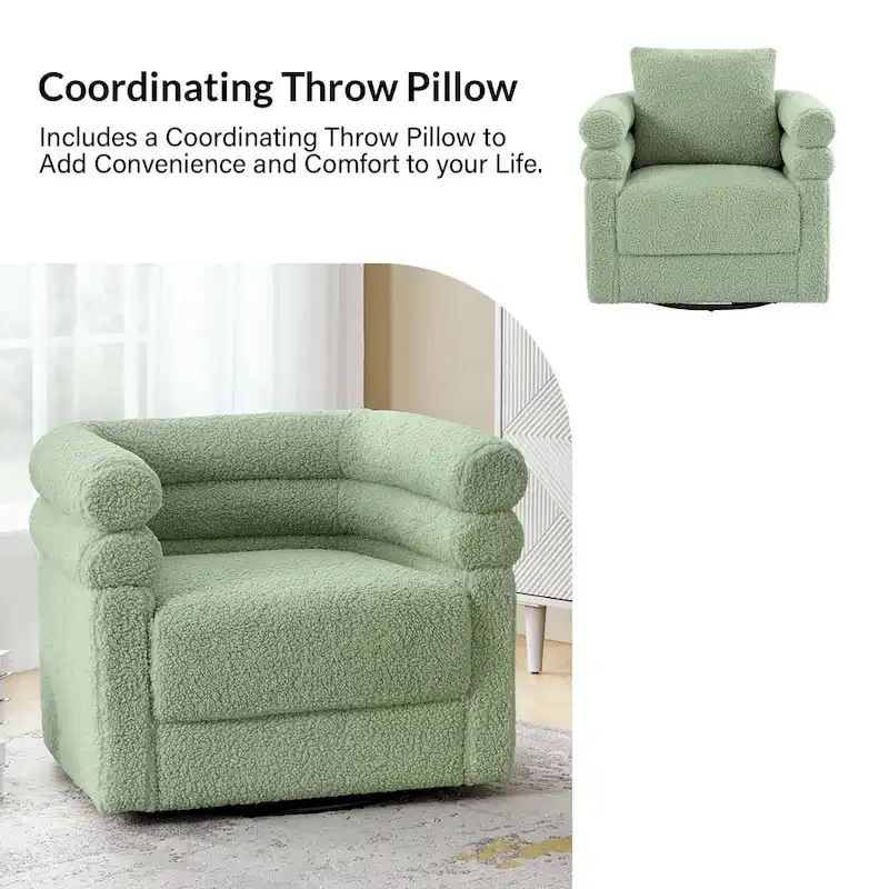 Rosa Modern Boucle Swivel Chair with Pillow Set of 2 by HULALA HOME