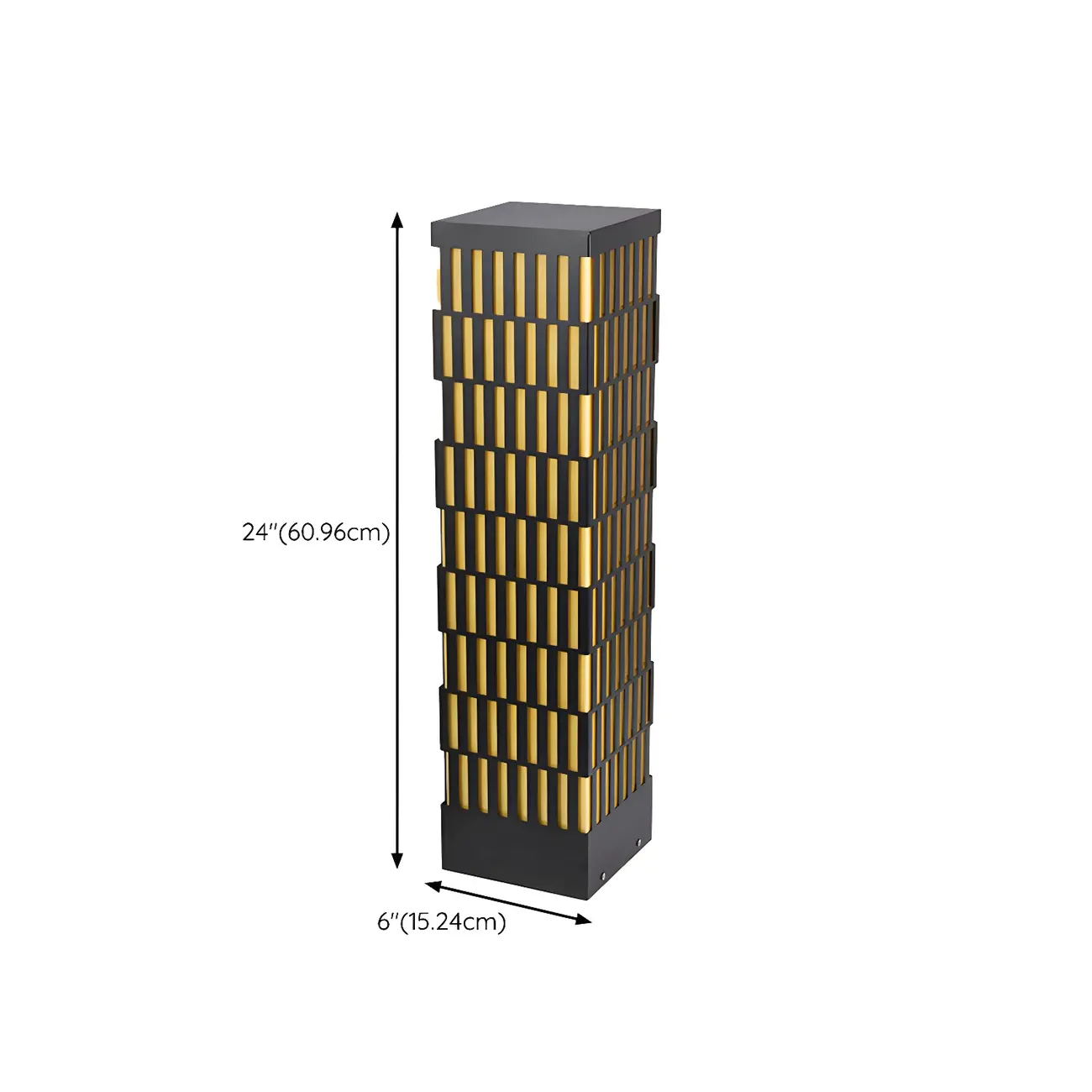 Black Metal Grille Rectangle Warm Light Post Cap Light