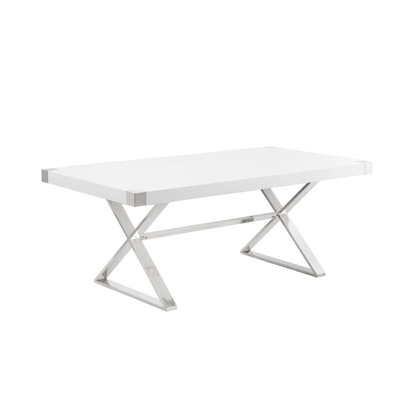 Best Quality Furniture D440-3 Dining Table with Smooth White Lacquer Wood Top Dining Table