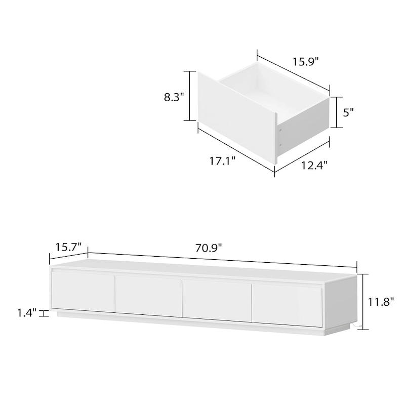Illuminated White High Gloss Television Entertainment Center Console