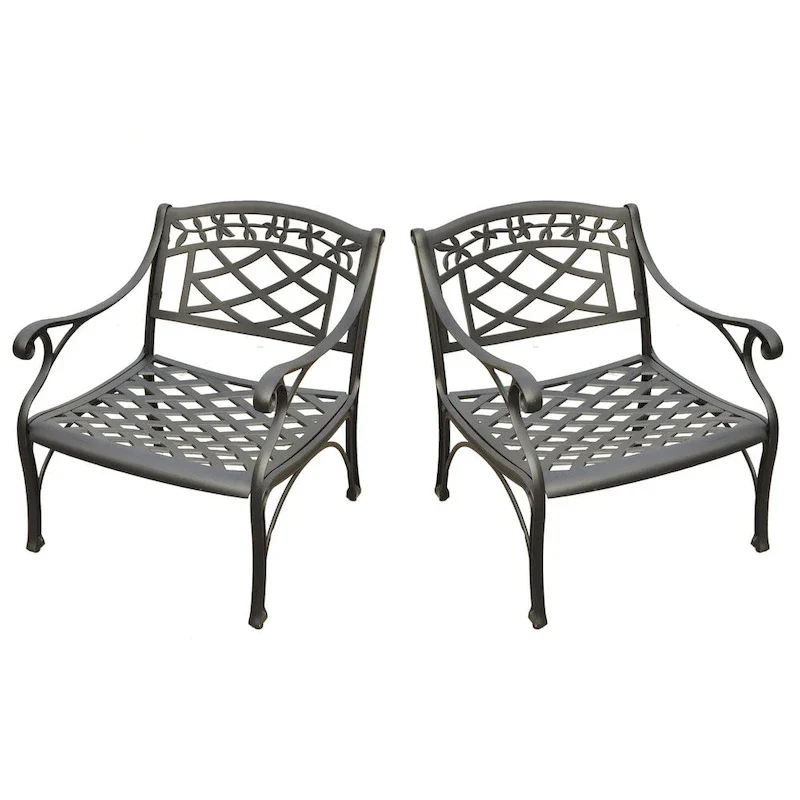 Crosley Sedona 2 Piece Cast Aluminum Outdoor Conversation Seating Set - 2 Club Chairs Black Finish
